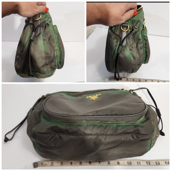 Prada Authentic nylon crossbody messenger bag ombre style green army green - Picture 3 of 16
